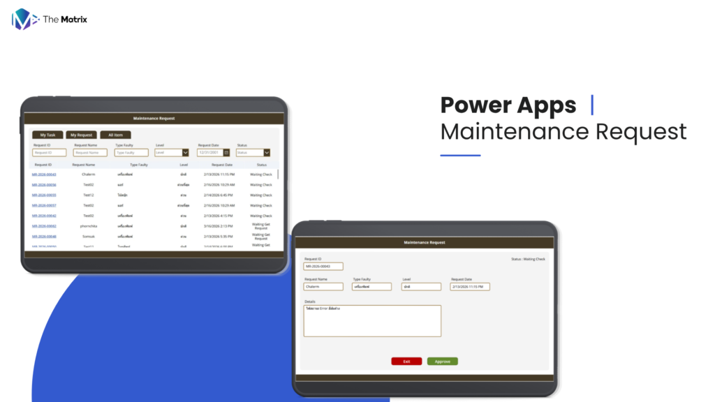 Powe apps ระบบแจ้งซ่อมบำรุง