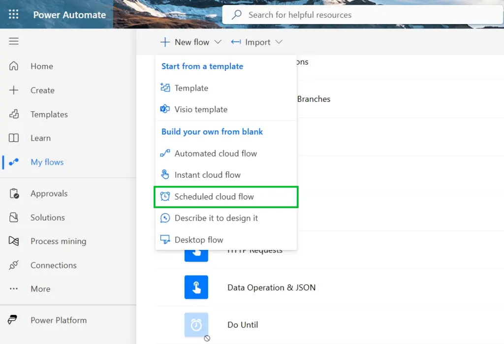 Scheduled cloud flow Power automate