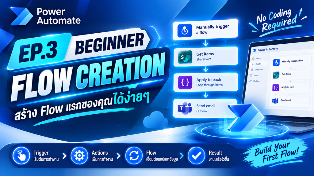 Power Automate | Beginner - Flow Creation - สร้างระบบส่งแจ้งเตือนอัตโนมัติข้ามแอป