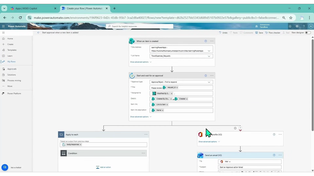 ตั้งค่า SharePoint Site/List และข้อมูลการอนุมัติใน Start and wait for an approval